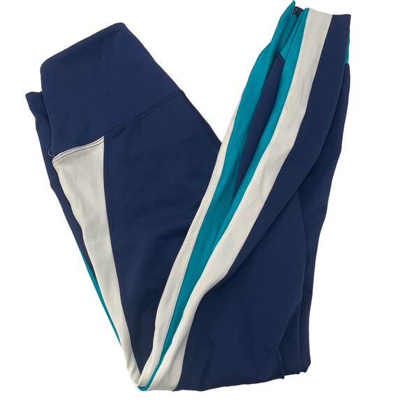 GOOD AMERICAN Leggings Size S Activewear Athletic Pants Workout Blue White Teal - Picture 1 of 5